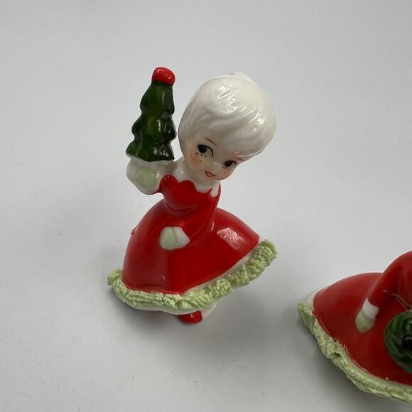 Vintage Enesco Christmas Holiday Bloomer Girls Set Wreath Tree Spaghetti Trim 3 - Picture 7 of 10